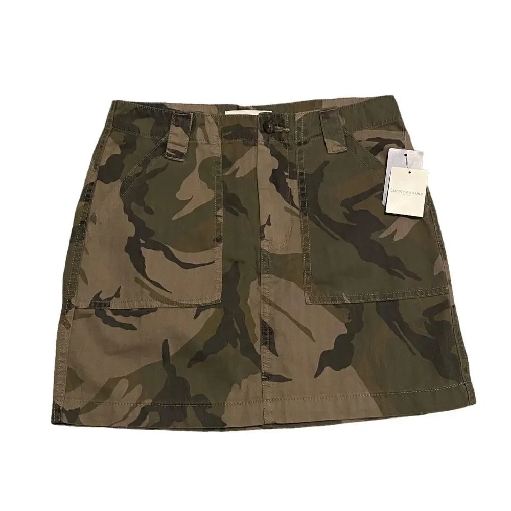 NWT Lucky Brand Camo Cargo Casual Streetwear Utility Y2K Mini Skirt